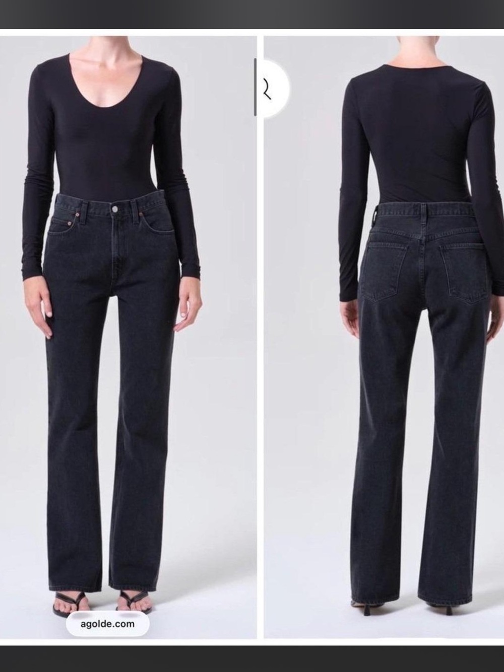 NWT Agolde Leena Mid Rise Baby Flare Jean-Forecast Black